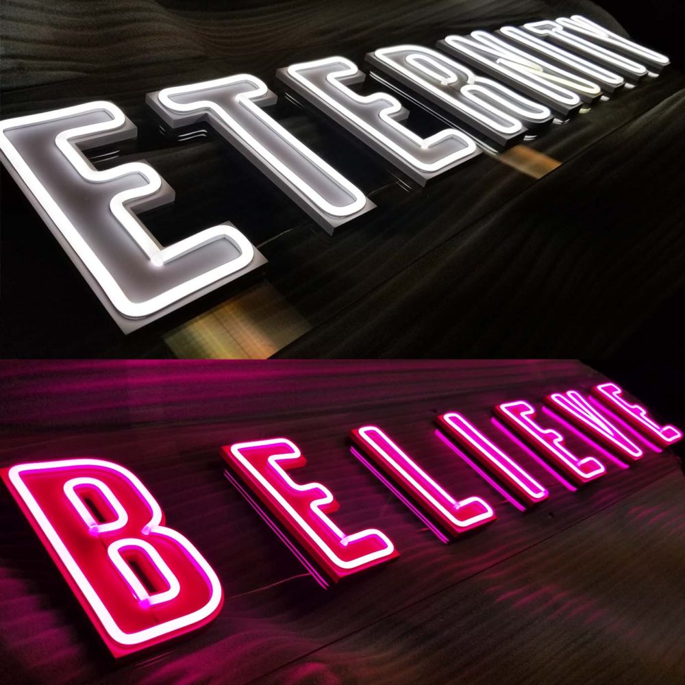 Double Neon "Eternity" LED Sign – Bright Open Storefront Display